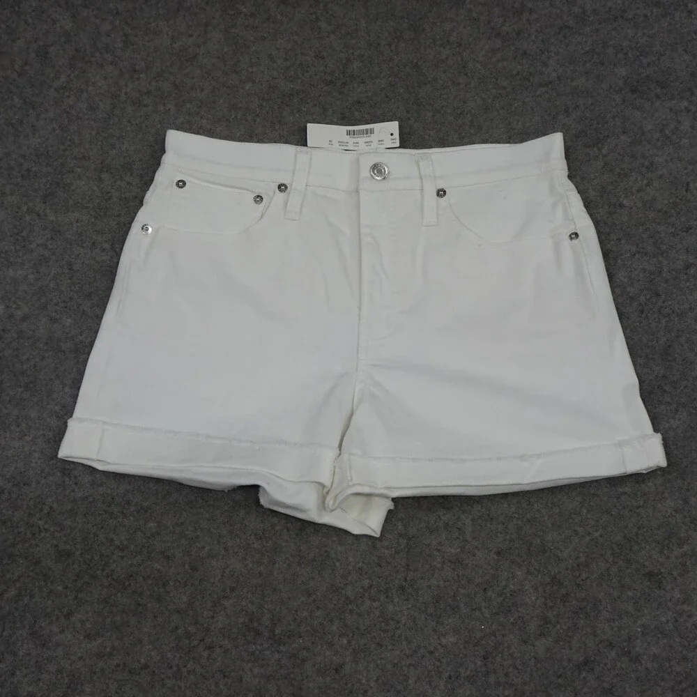 J Crew Jean Shorts Womens 28 White Denim Cut Off Cuffed Hot Pants Casual Beach